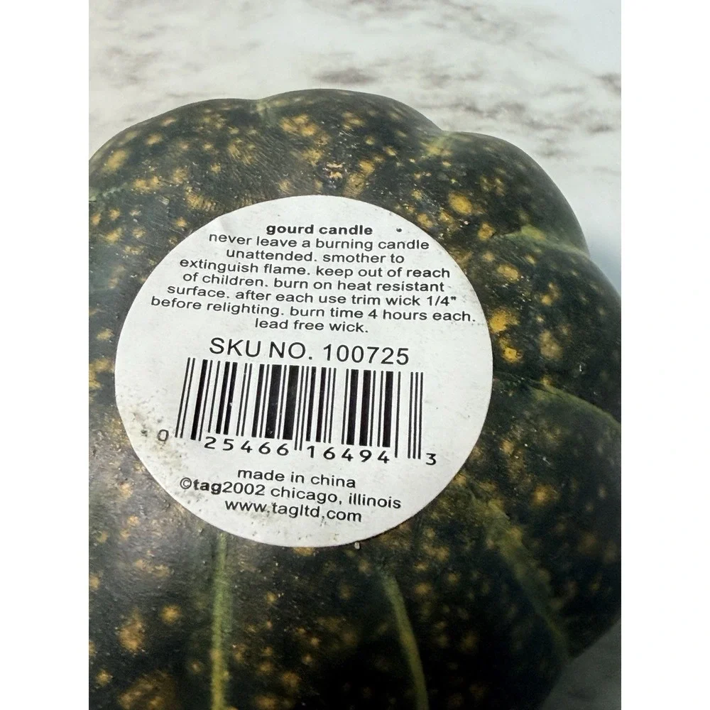 VTG Gourd/Pumpkin Ceramic Candle‎ Holder ~ Green ~ 3 x 3 (P2939)